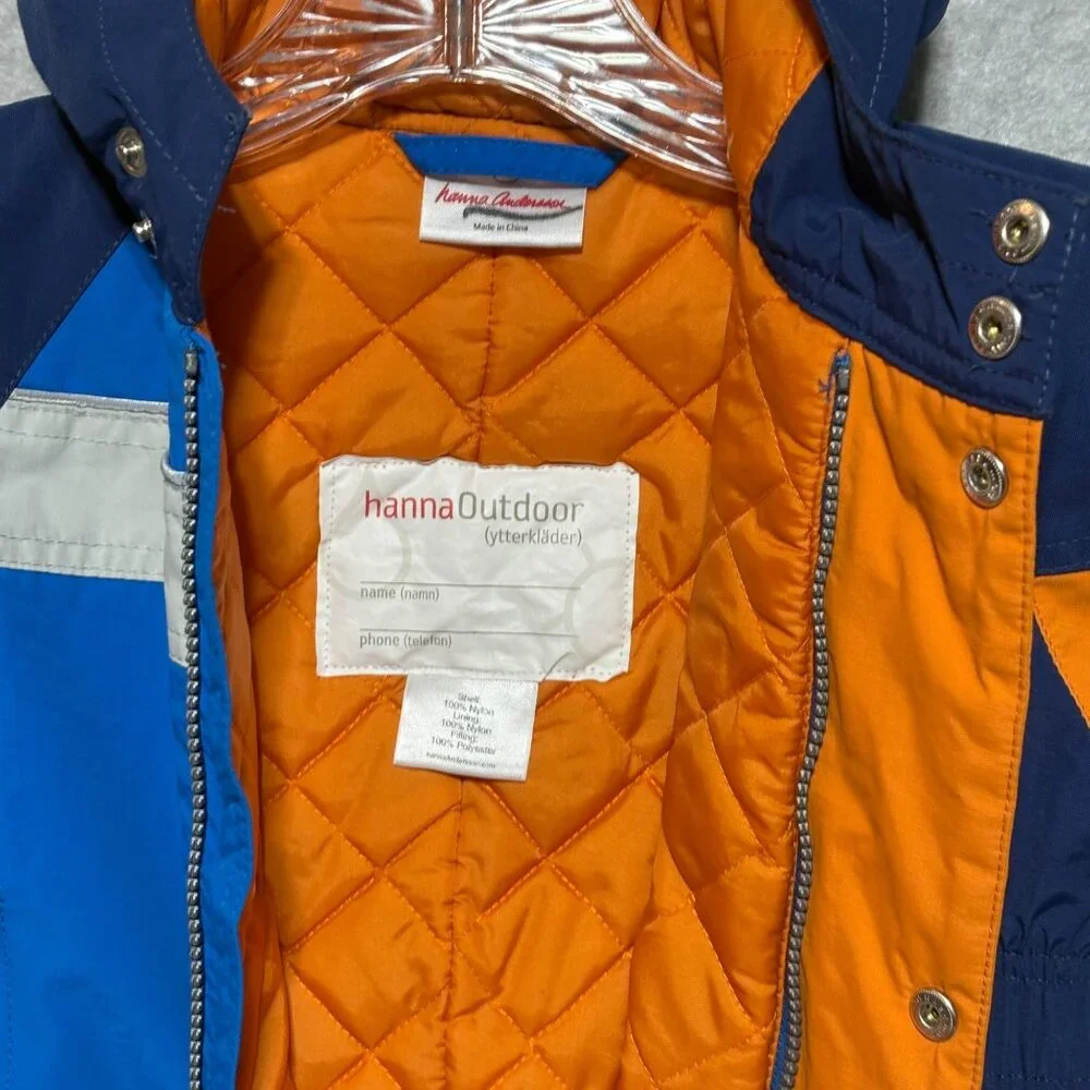 Hanna Andersson Baby Boy Snowsuit sz 60 3-6 months Blue Orange Hanna Outdoor